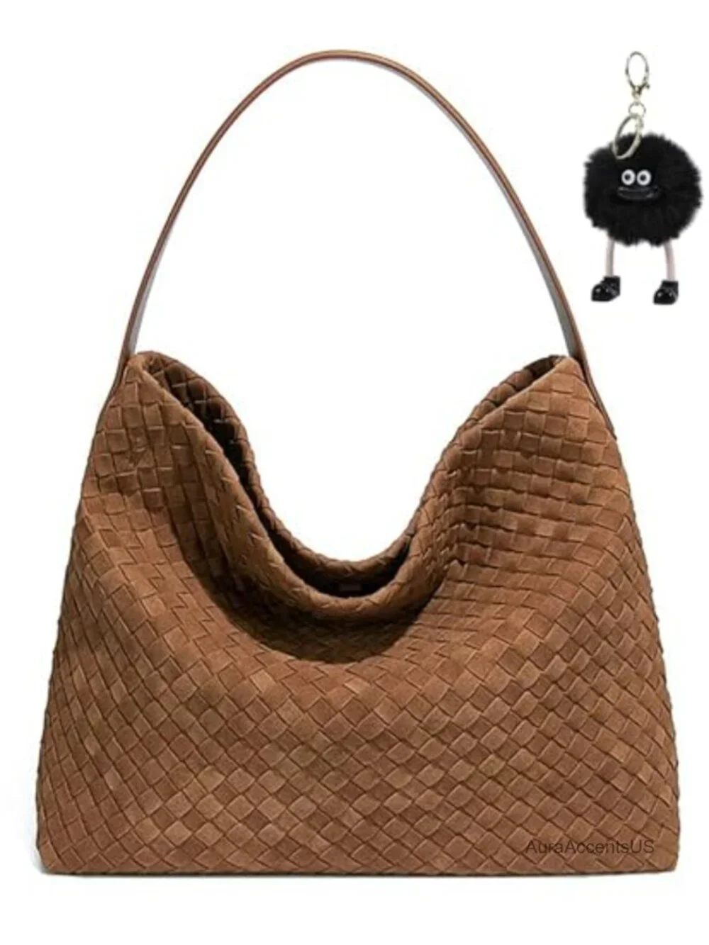 Woven Suede Hobo Bag - Spacious Tote with Detachable Strap